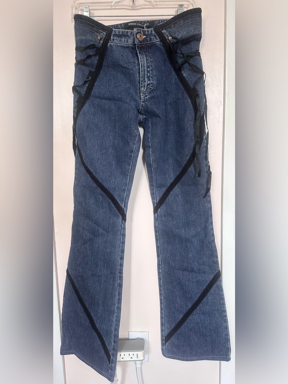 Versace Jeans Couture low rise flare lace up jeans